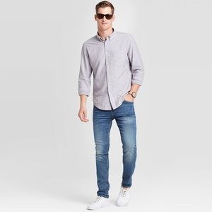🦋Goodfellow Lavender Small Stripes Button-Up Shirt